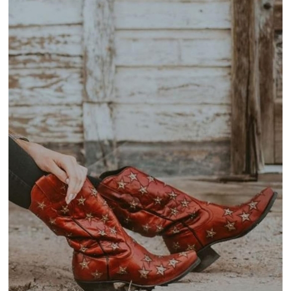 Black Star Marfa Western Boots - Snip Toe in Cherry Color SIZE 7.5 - Picture 13 of 14